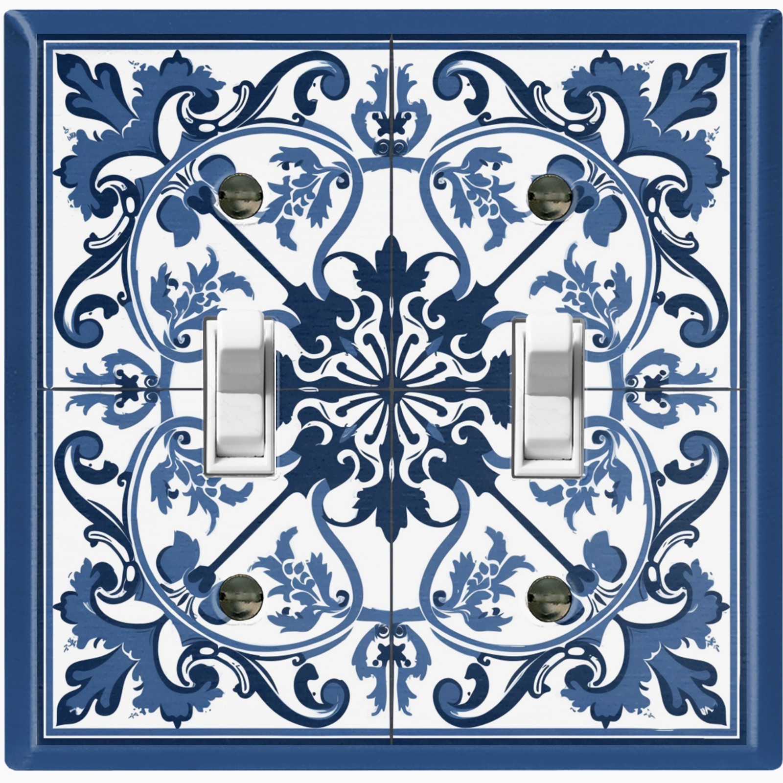 Metal Light Switch Outlet Cover Wall Plate Vintage Blue White Floral Art TLL120