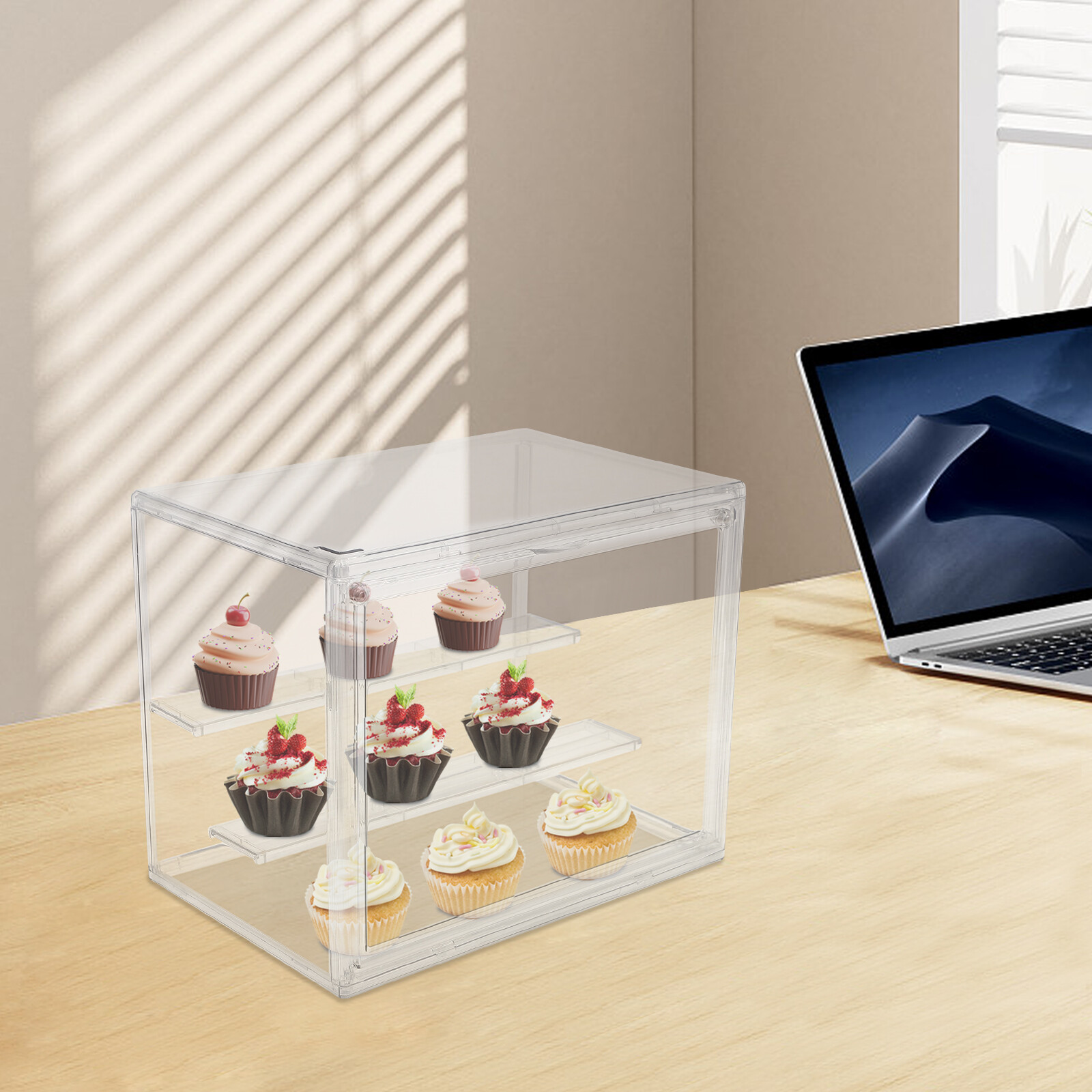 Clear 2-Tier PET Display Case Countertop Bread Cake Cupcake Storage
