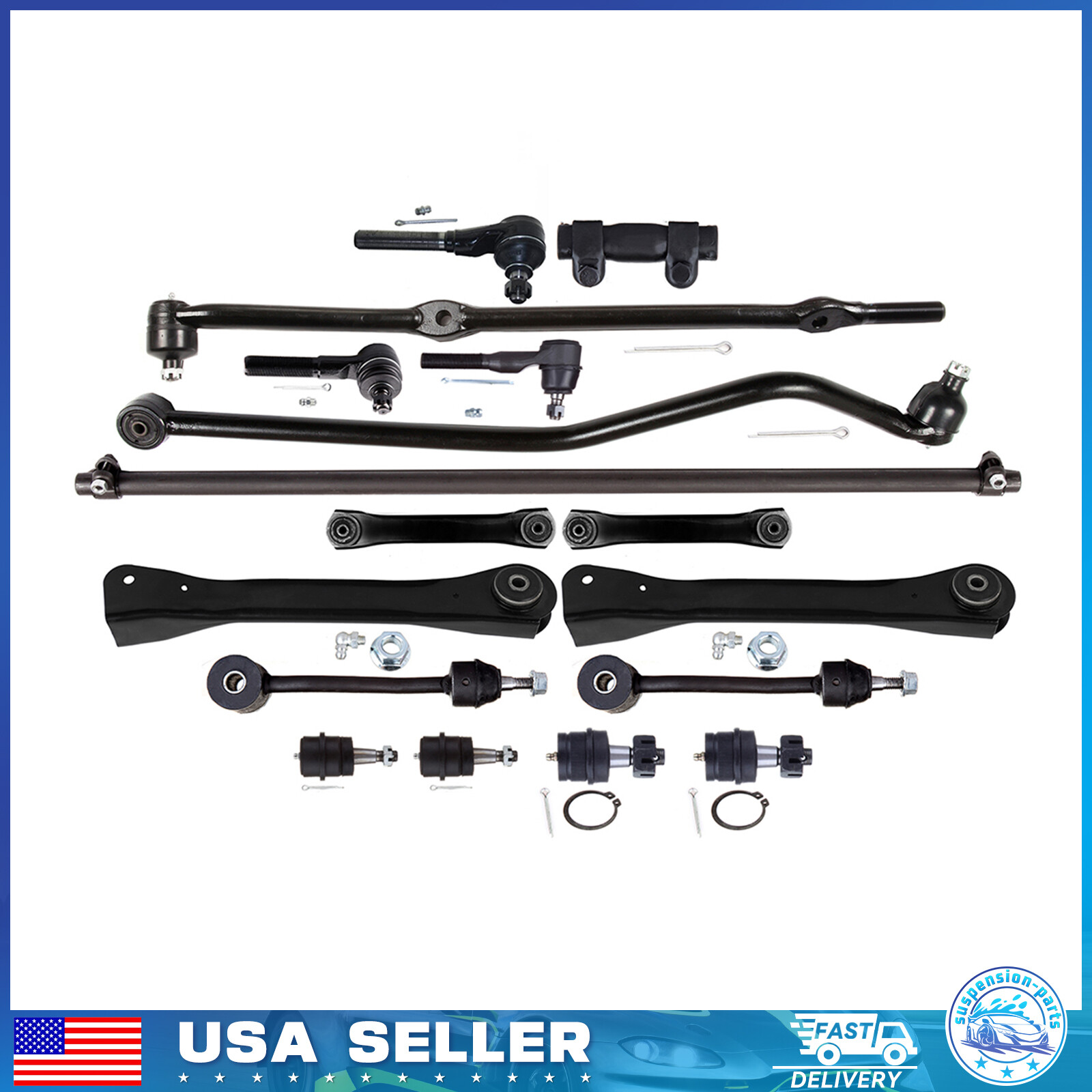 17x For 1997-2006 Jeep Wrangler Front Upper & Lower Control Arm Tie Rod Sway Bar