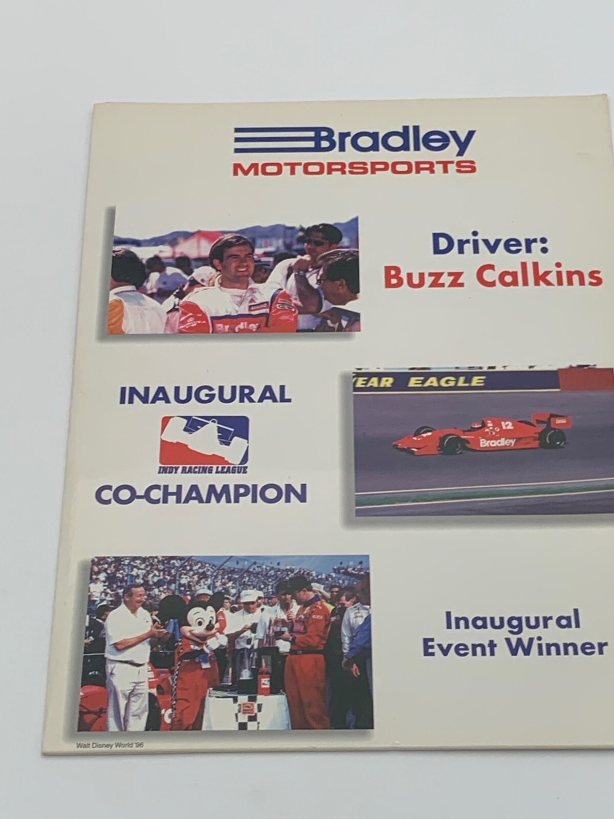 1999 Bradley Motorsports Media Guide Kit Buzz Calkins Indy