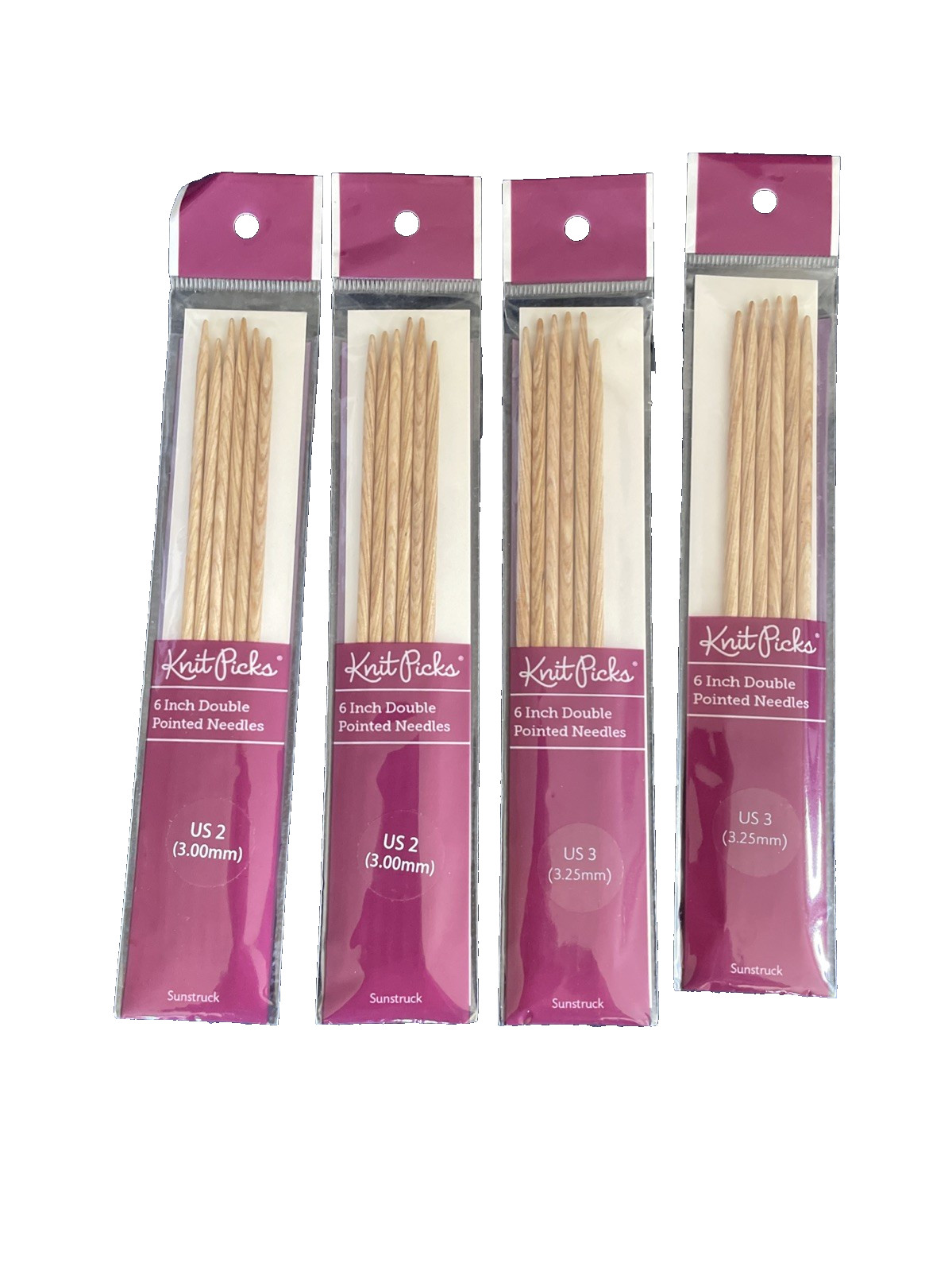 NIP KNIT PICKS LOT OF 4~ 6" DOUBLE POINTED NEEDLES US 2 (3.00) AND US 3 (3.25MM)