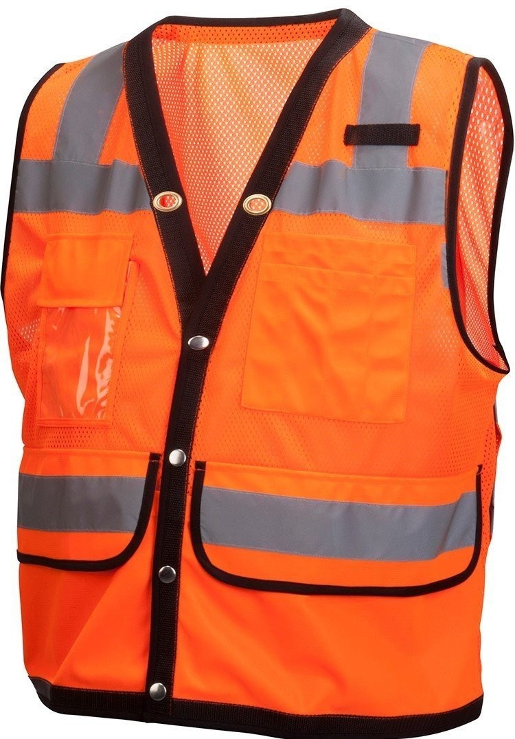 Pyramex RVMS2820X3 RVMS28 Series Vest Hi-Vis Orange with Black Trim - Size 3X...