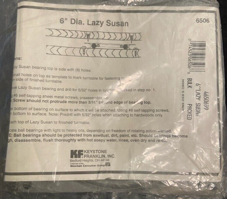 Keystone Franklin 6" Diameter Lazy Susan Bearing Top NEW