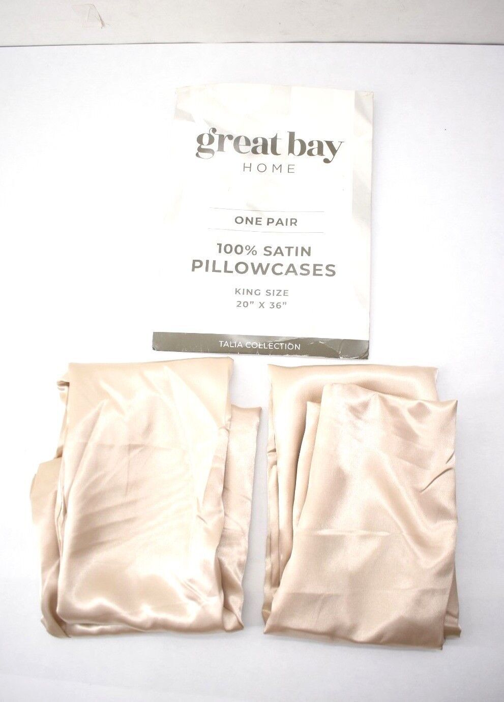 Great Bay Home Caramel Color Satin King Size 20" x 36" Pillowcase 2-Pack