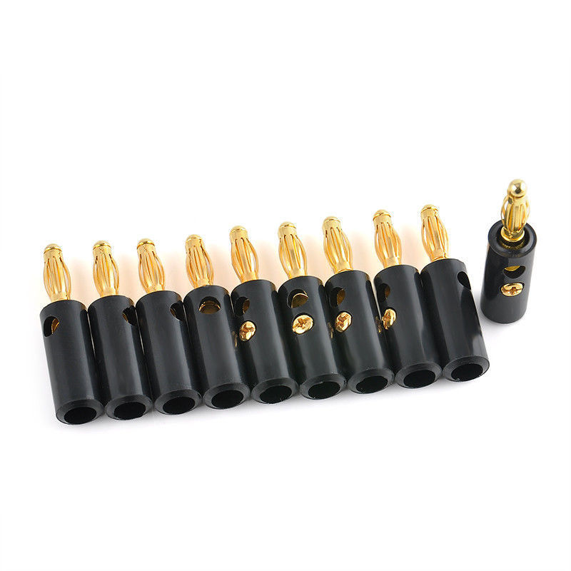 100 Pcs 4mm Gold Plated Audio Speaker Wire Cable Screw Banana Plug Connector