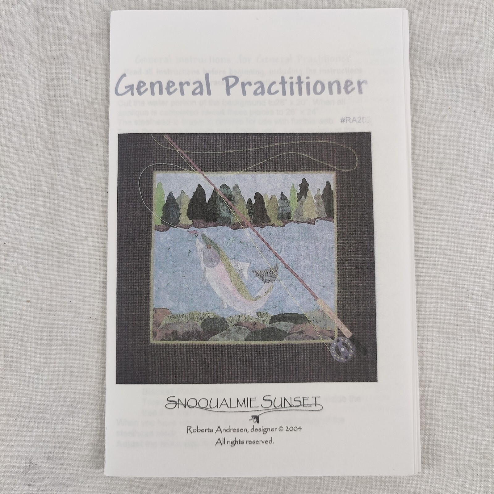 General Practitioner Trout Fishing Outdoor Animal Wall Quilt Pattern 39" x 37"