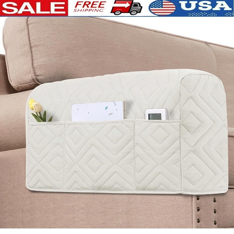 Waterproof Armrest Covers Anti-Slip Couch Protectors W/ Storage Pockets Pets New