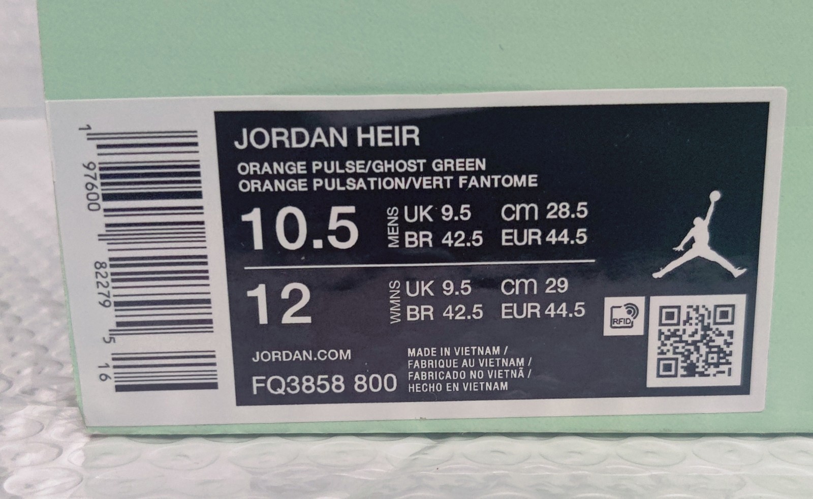 Jordan Heir SE Orange Pulse Ghost Green Basketball Men Women Multi SZ NIB No Lid