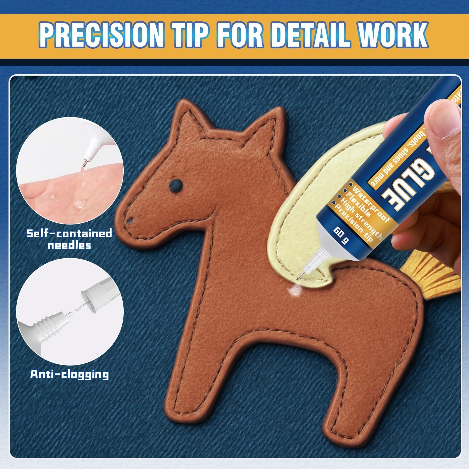Leather Glue Permanent, 60ml High Strength Leather Adhesive, Waterproof Super...