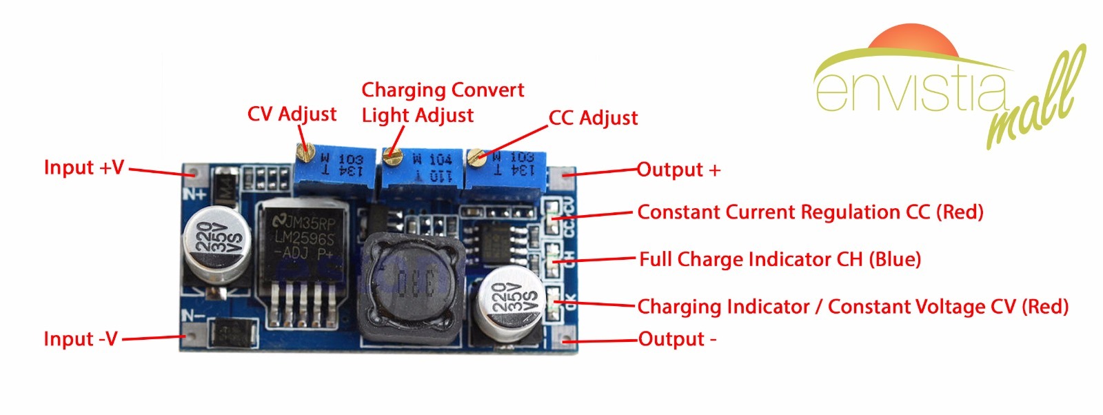 LM2596 LED Driver CC/CV 3A Step-down Adjustable DC-DC Power Regulator Module