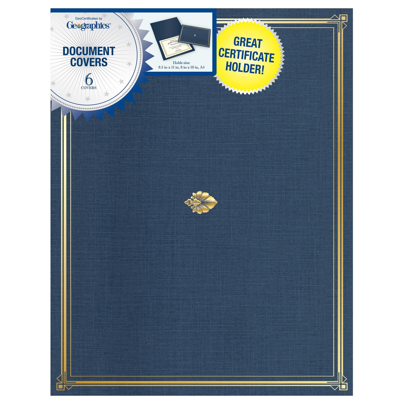 Classic Linen Certificate Covers - Navy Blue, 6 Pack - 12.5 x 9.75 in