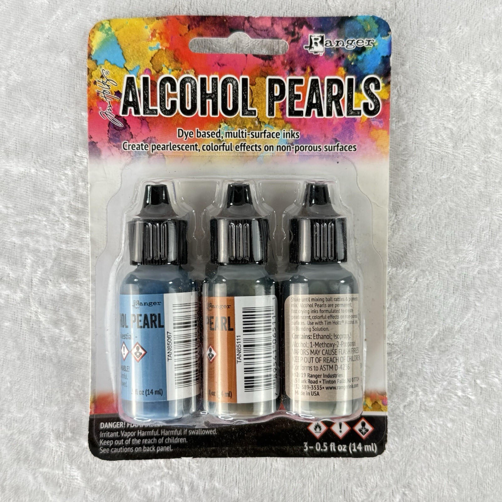 Ranger Tim Holtz Alcohol Pearl Inks - Celestial, Mineral, Smolder - 3 Pack - New