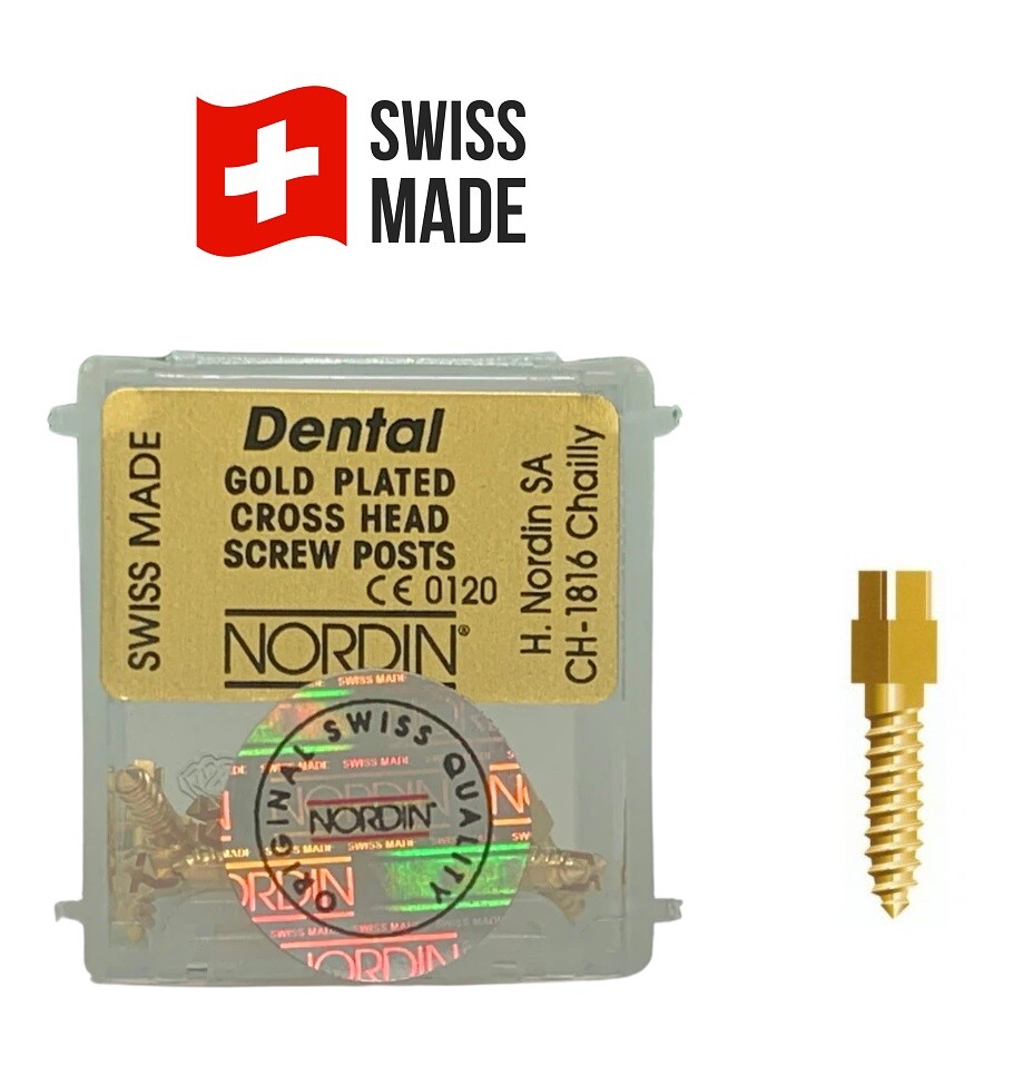 NORDIN Dental Gold Plated Screw Post ORIGINAL All Sizes Refill of  24 posts