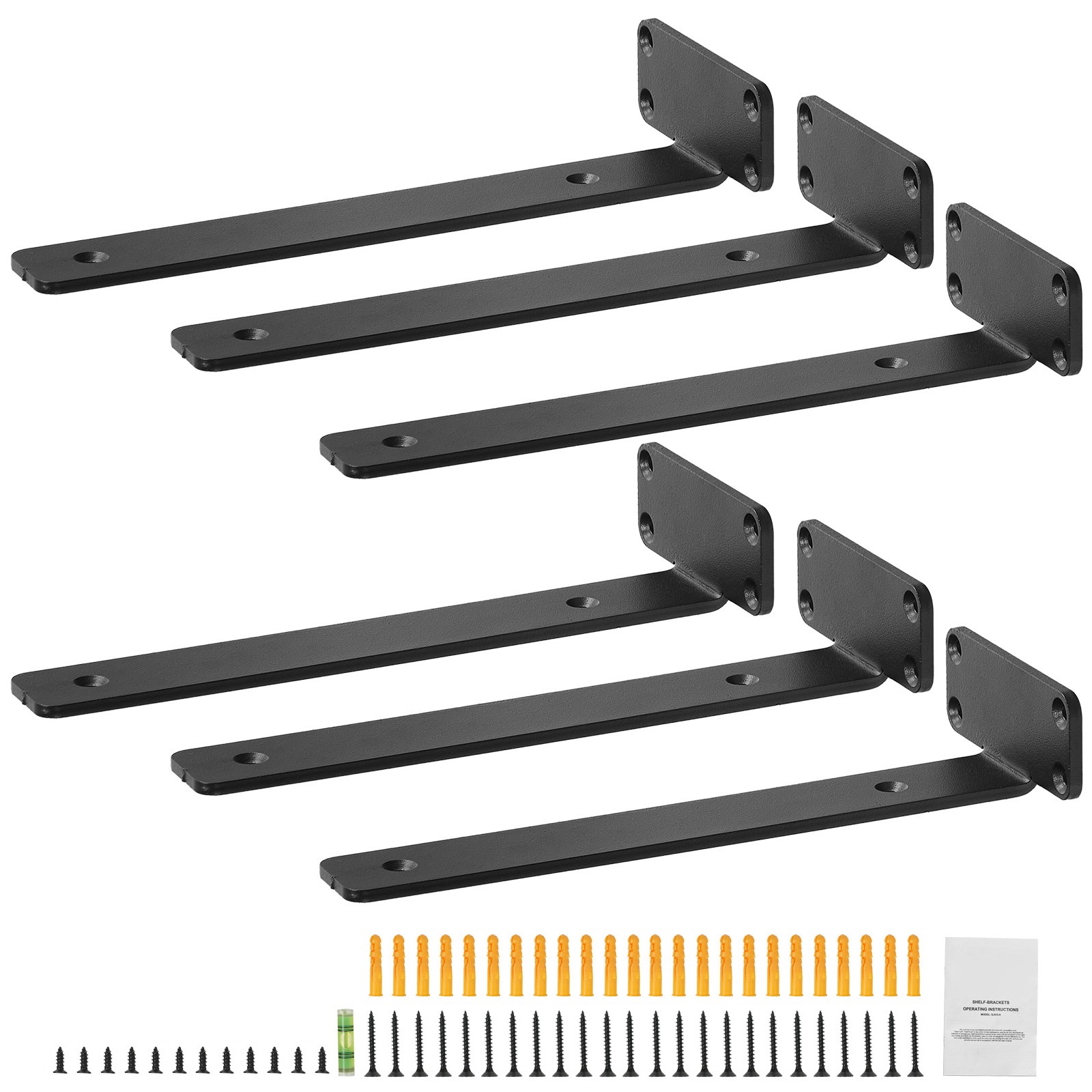 Uimoso Shelf Bracket 12 x 4 x 1.6 in 6 Pcs Heavy Duty Floating Shelf Brackets