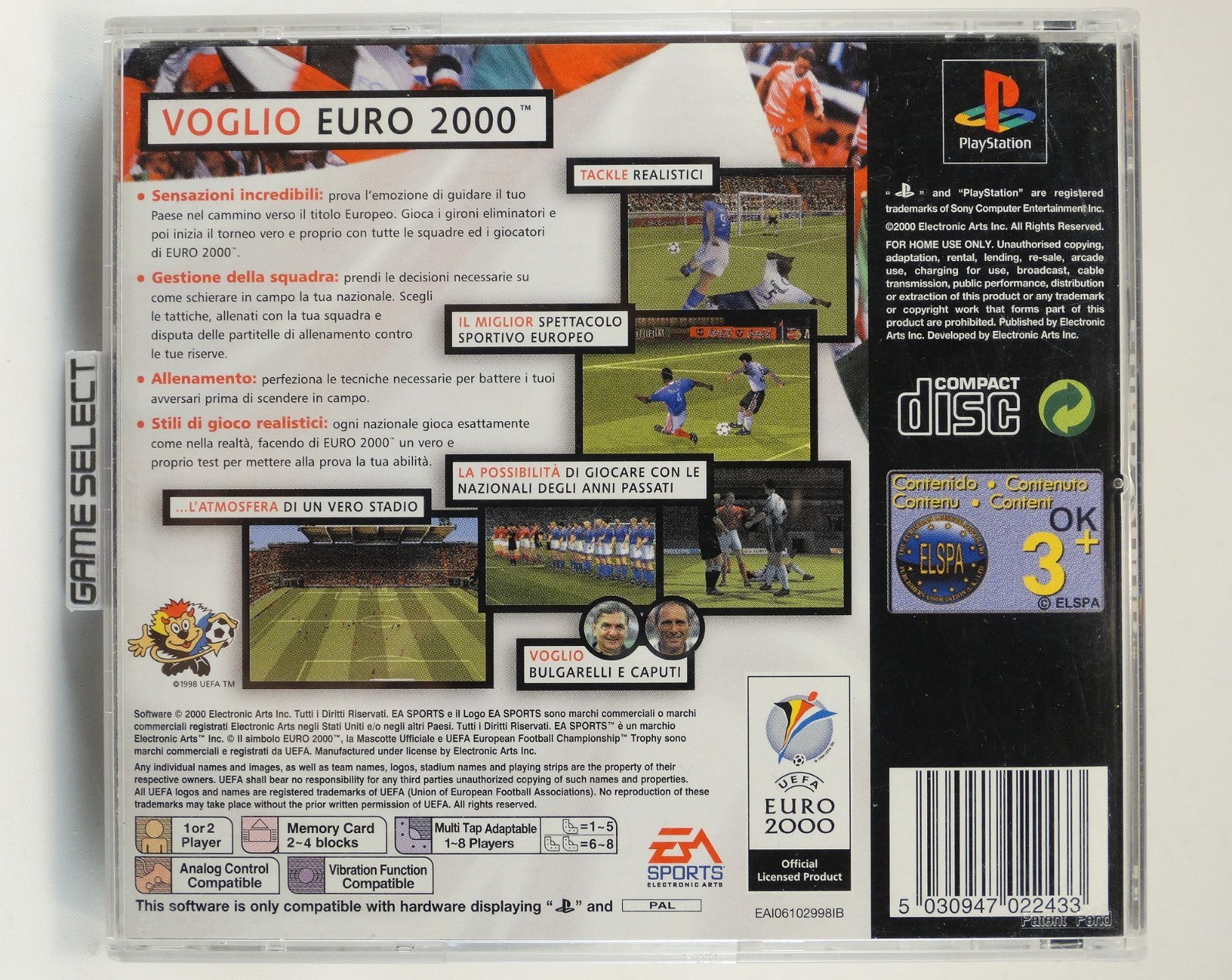 EURO 2000 UEFA EUROPEAN SONY PLAYSTATION 1 2 3 PS1 PS2 PS3 PAL ITALIAN COMPLETE