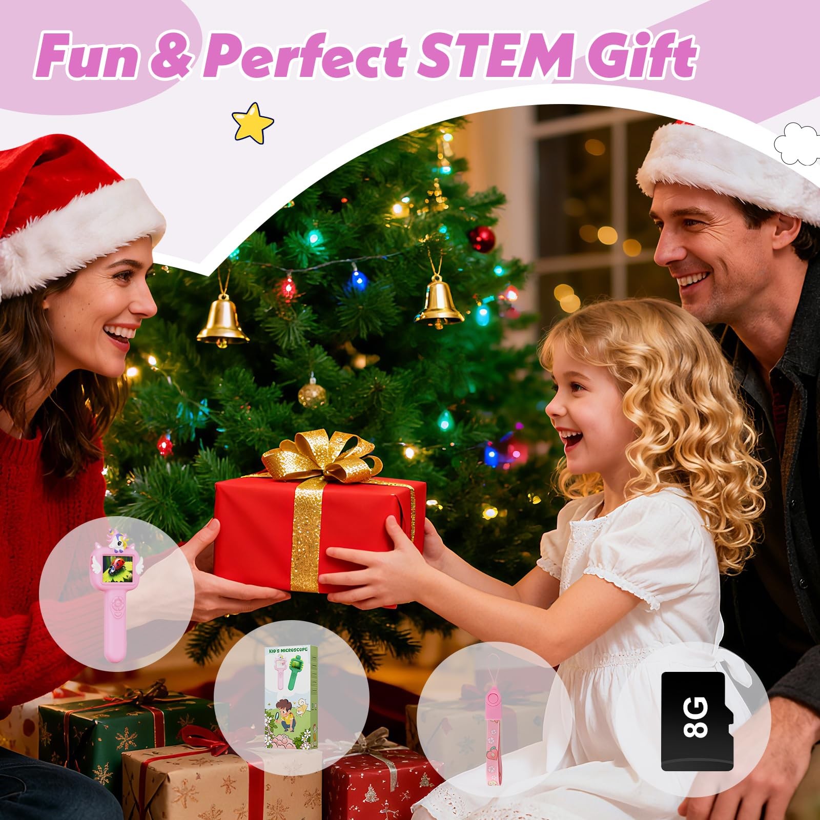 Microscope for Kids Gifts Toys Science, Mini Handheld Digital Pocket Microscope