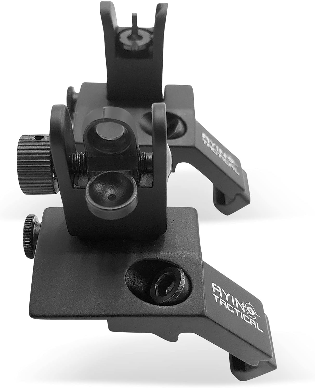 AYIN Tactical Flip Up Iron Sights for Rifle, Rapid Transition Backup Black