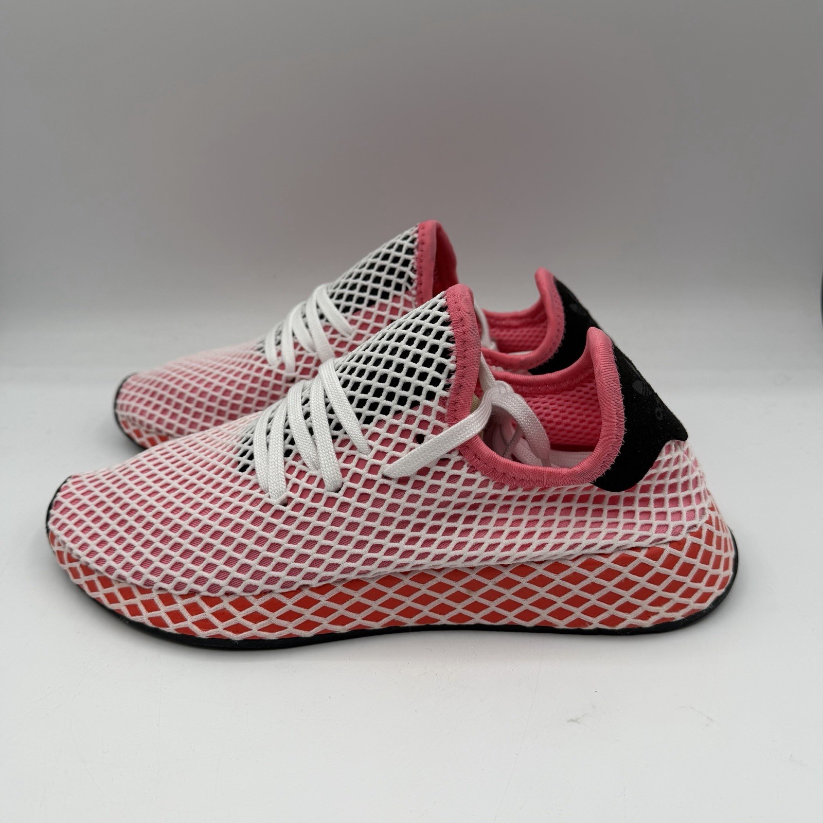 Adidas Deerupt Runner Running Shoes Womens 6.5 Chalk Pink/Orange Sneakers CQ2910