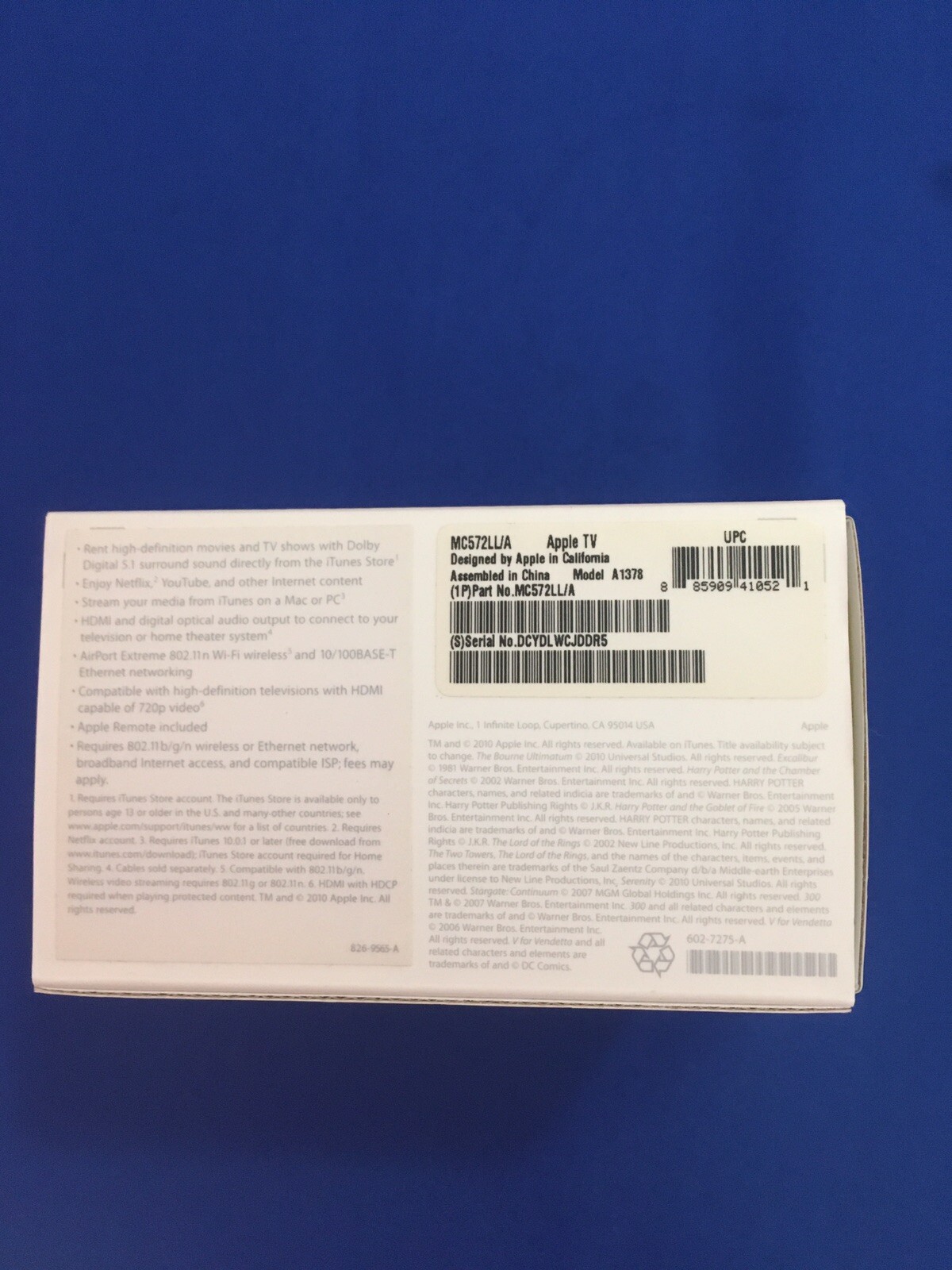 Apple TV Wireless MC572LL/A EMPTY Box See Pics