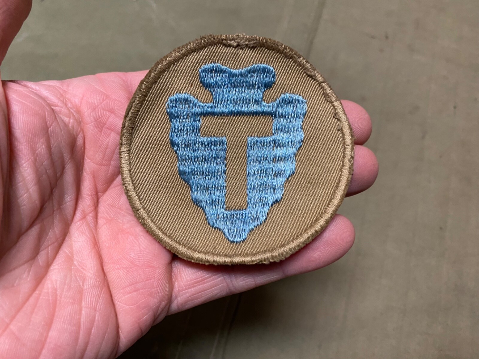 ORIGINAL WWII US ARMY 36TH INFANTRY DIVISION JACKET SHIRT PATCH KHAKI INSIGNIA