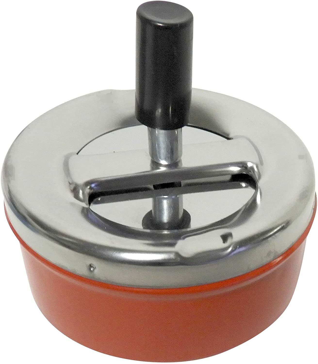 2 pack Round Push Down Ashtray with Spinning Tray Retro Style (Red)