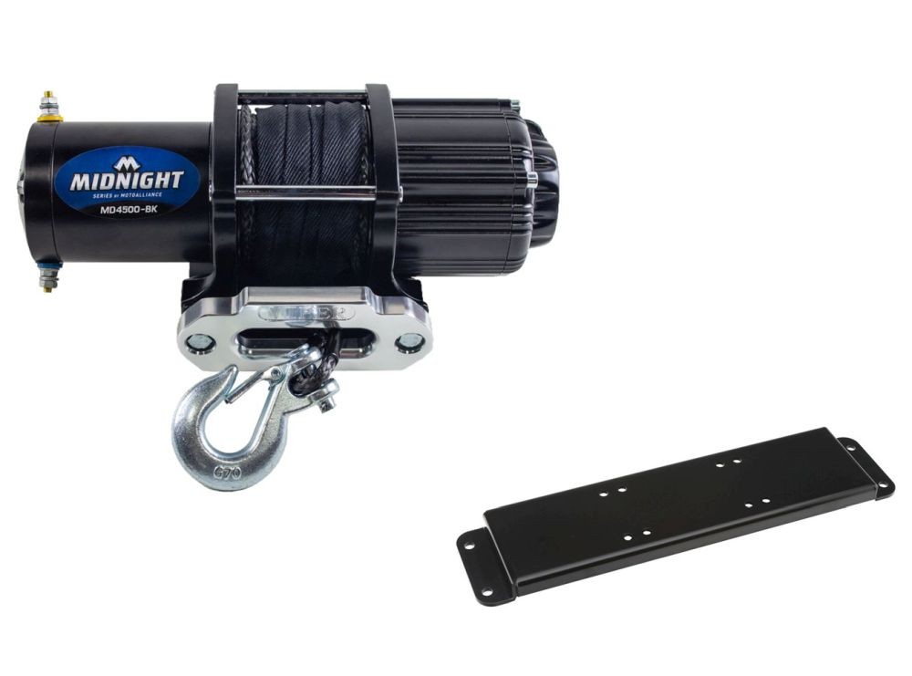 Viper 50 Ft Midnight Winch 4500 lb Black w/ Mount For Polaris Ranger 900 2011-12