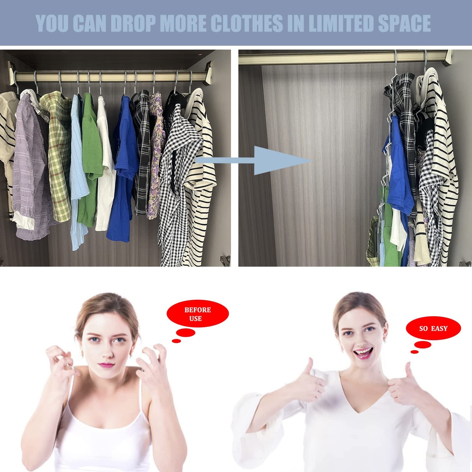 Clothes Hanger Connector Hooks, Space Saver Connector Hooks,5-Colors Hanger E...