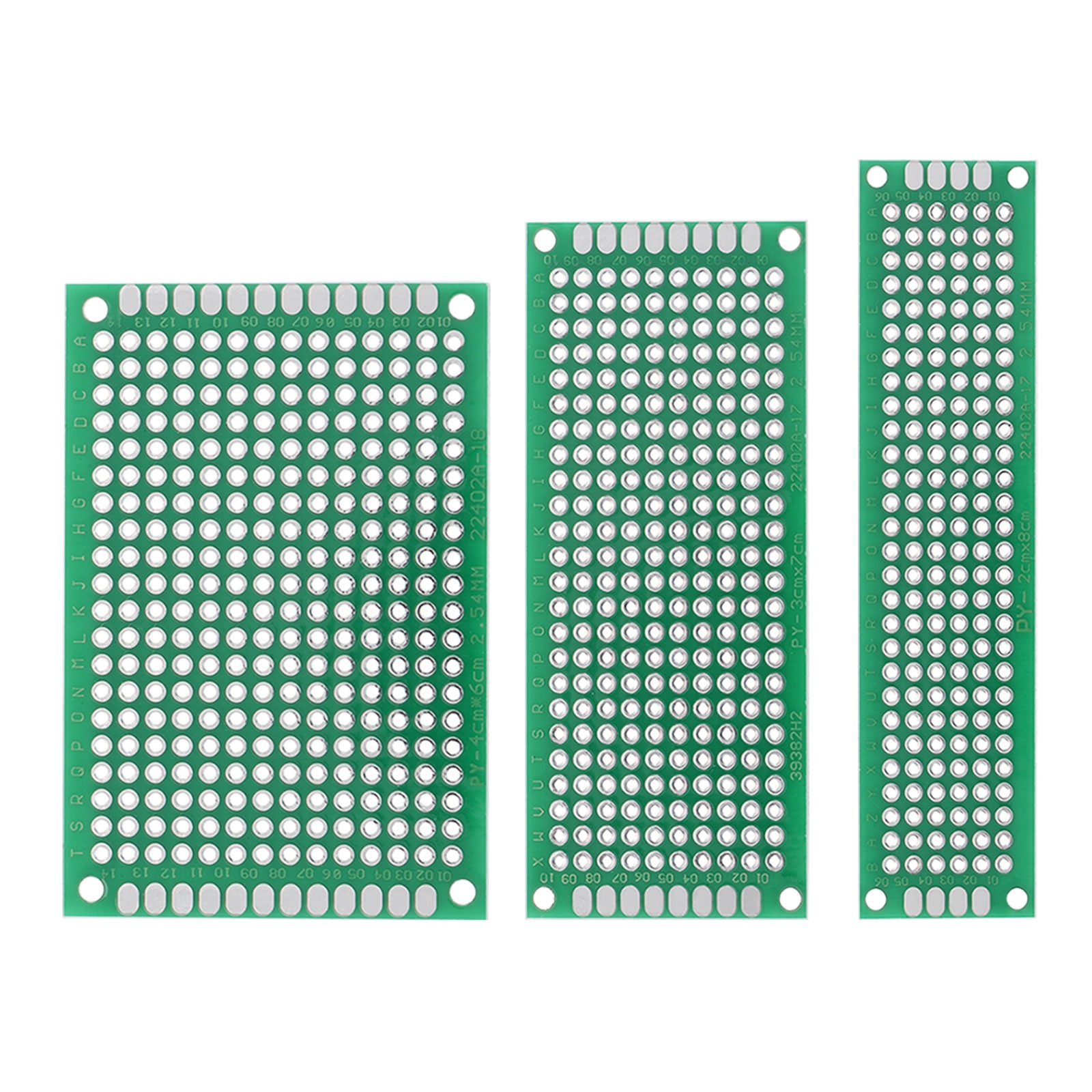 12Pc Double-Sided PCB Board,Printed Circuit Board,Prototype Board(Green,3 Sizes)
