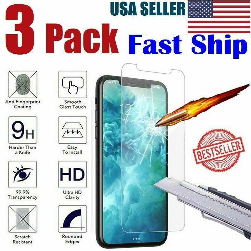 [3-Pack] For iPhone 12 11 Pro Max XR X XS Max Tempered GLASS Screen Protector