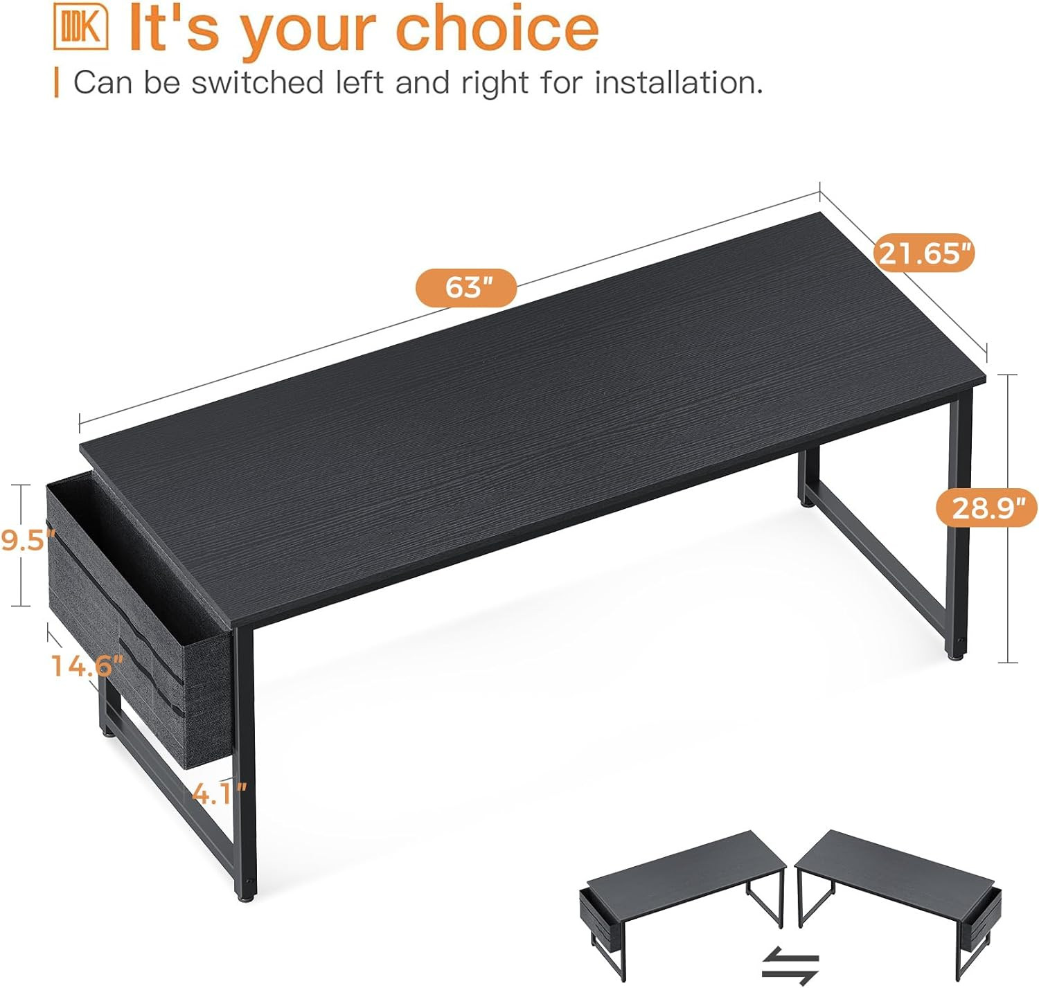 Computer Desk Large Office Desk, 63 Inch Gaming Desk with Storage, Modern PC Des