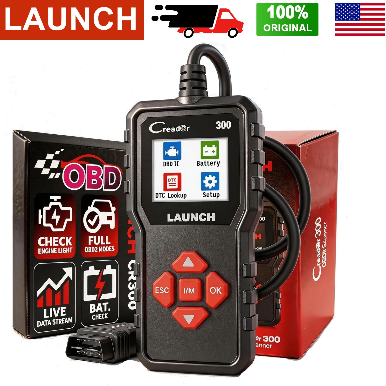 LAUNCH CR300 Car Engine Diagnostic Scanner OBD2 Fault Code Reader Tool CAN EOBD