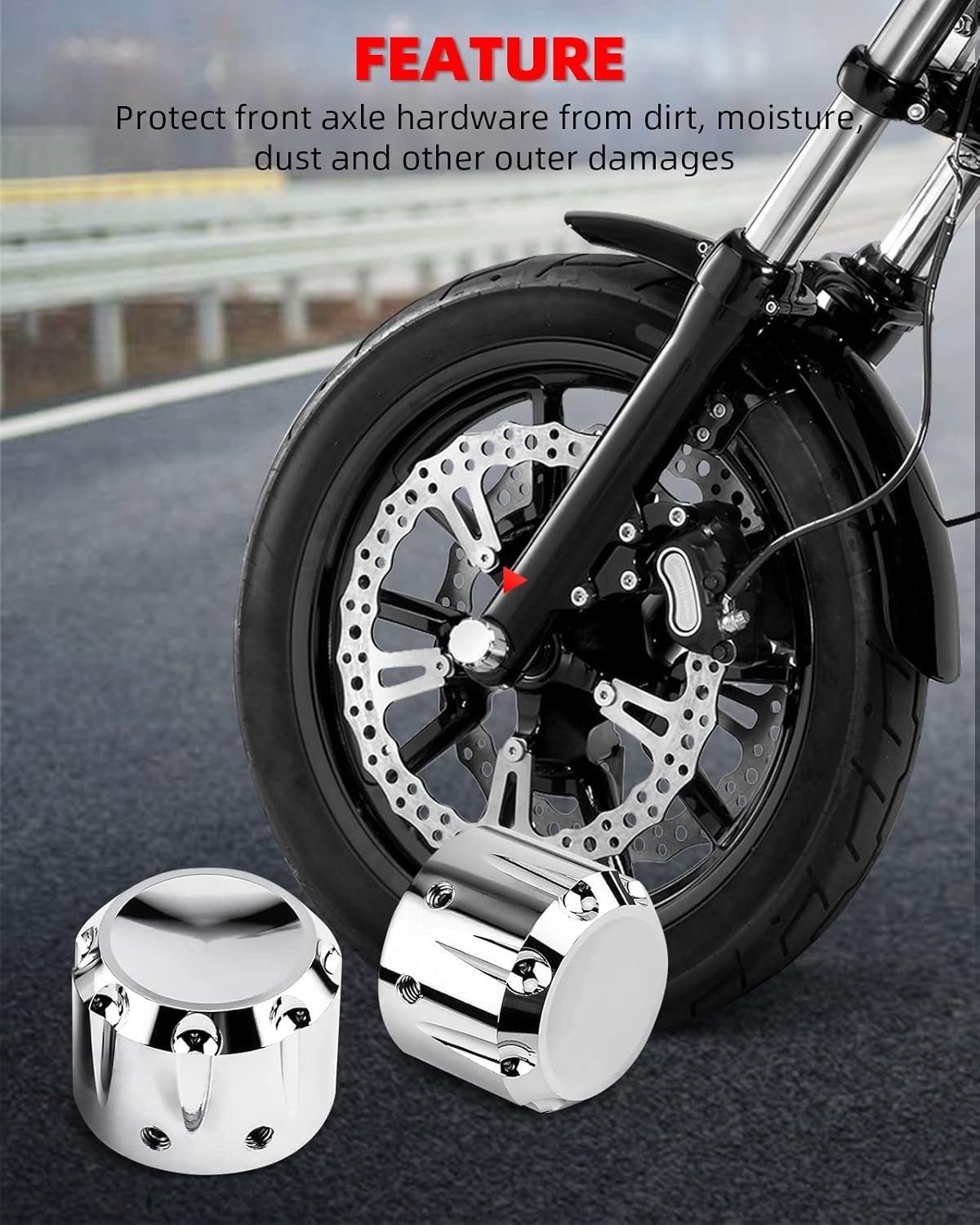 Chrome Front Axle Nut Covers Axle Nut Caps Compatible for Harley Davidson Spo...
