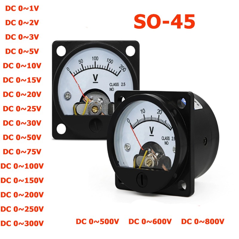 1V-800V DC Analog Voltmeter Analogue Voltage Panel Meters SO-45 Directly Connect