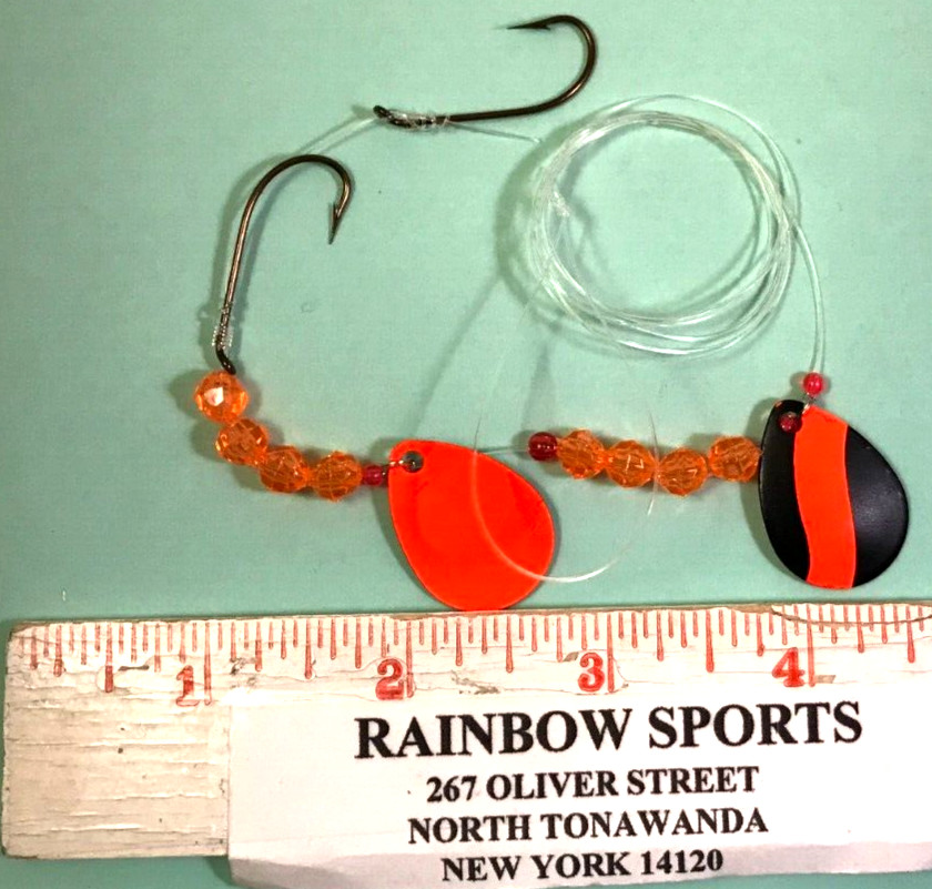 3 CHAMPION WORM HARNESS #3 COLORADO BLACK/Fl. ORANGE PAINTED DOUBLE BLADE 2 HOOK