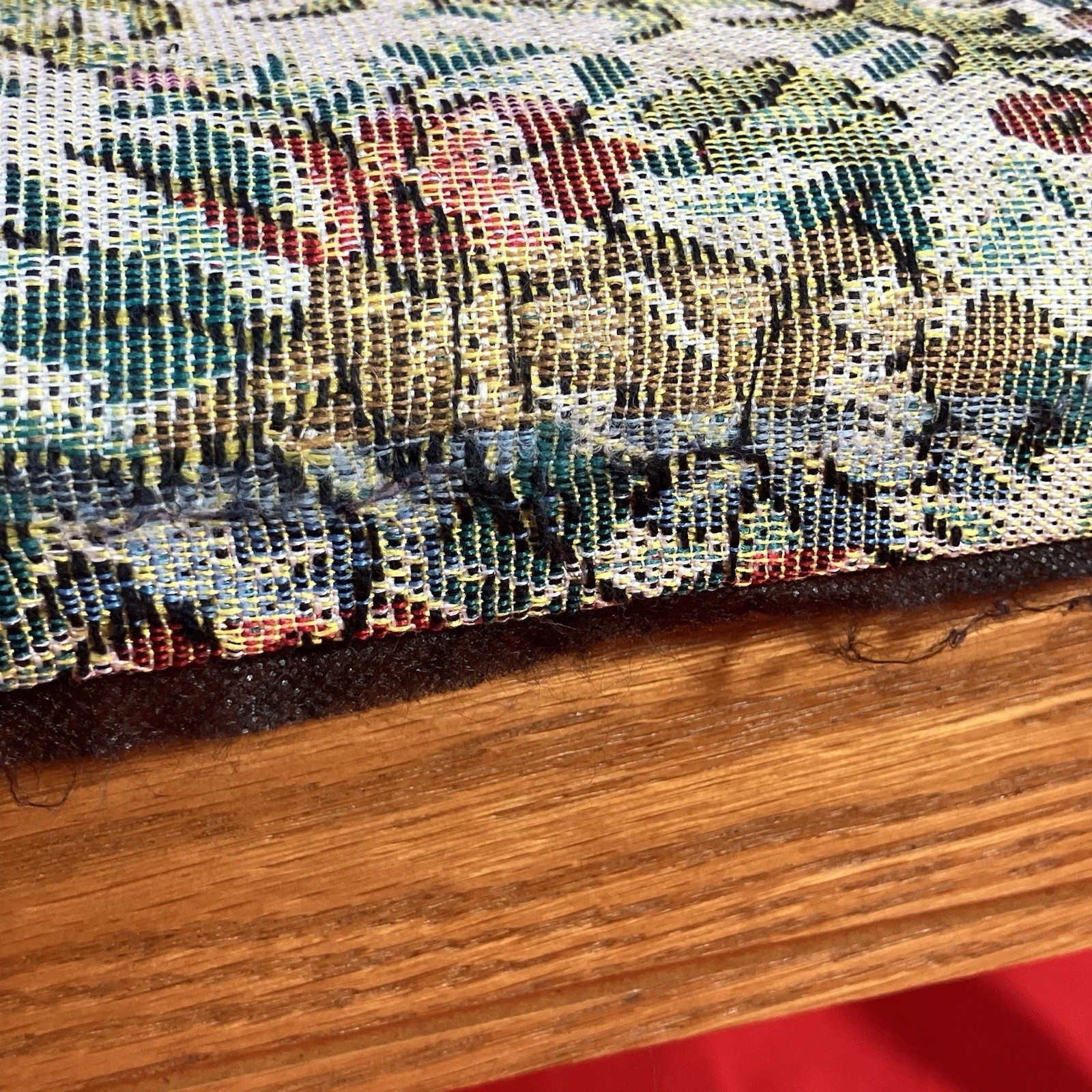 Decorative French Country Footstool / Floral Tapestry / Oak / Removable Legs
