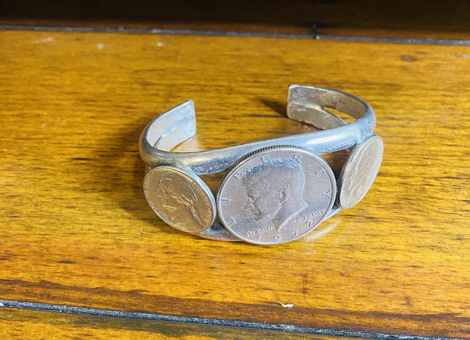 Unique Kennedy Half Dollar and Nickel Sterling Silver Bracelet 925