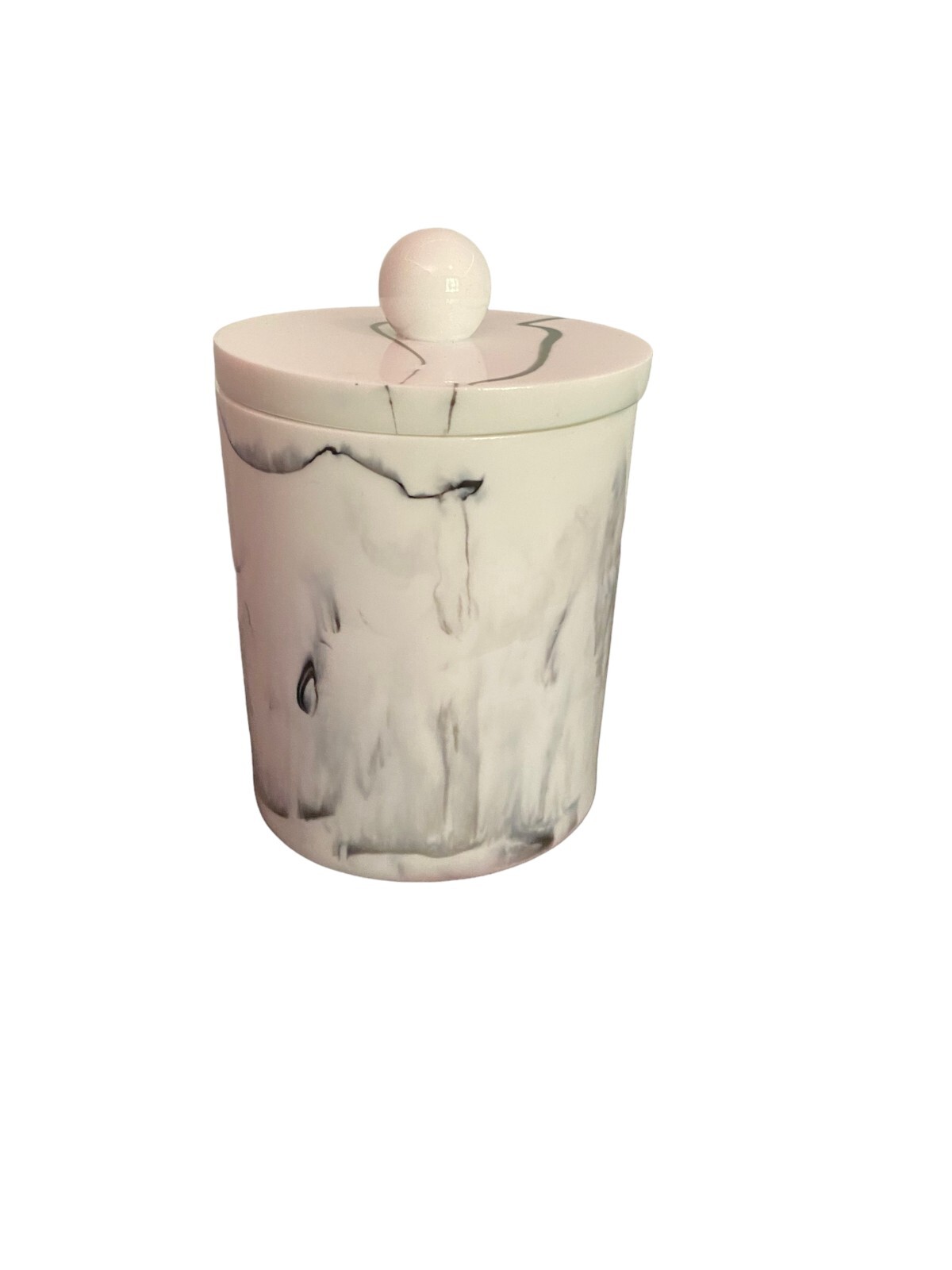 Tonxus Bathroom Qtip Holder Dispenser with Lid Marble White