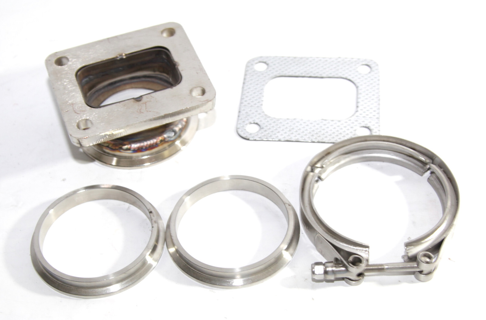 T4-4 Bolt Flange TO 3"ID V-Band Flange Steel Adaptor+Flanges+Clamp+Gasket