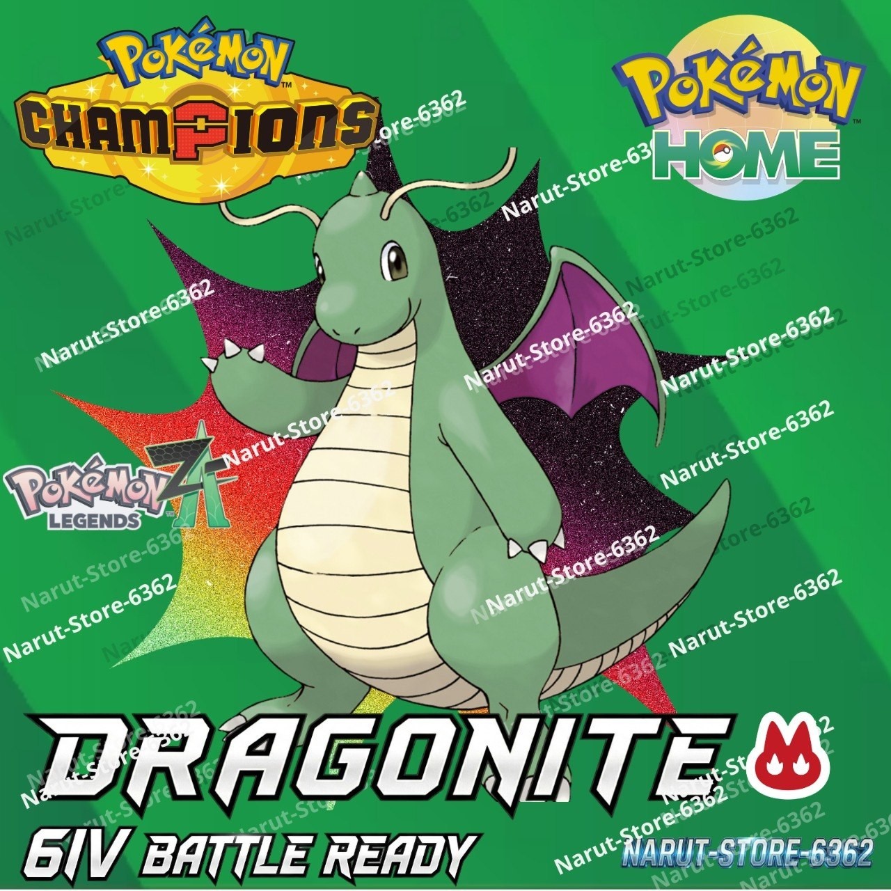 DRAGONITE 🔥6IV SHINY POKEMON HOME BATTLE READY🔥Pokemon CHAMPIONS LEGENDS ZA