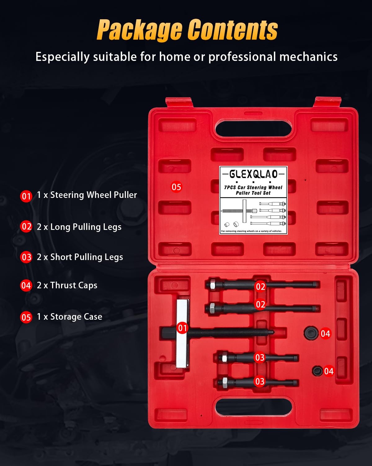 GLEXQLAO Steering Wheel Puller Set, Car Removal Tool Kit for...