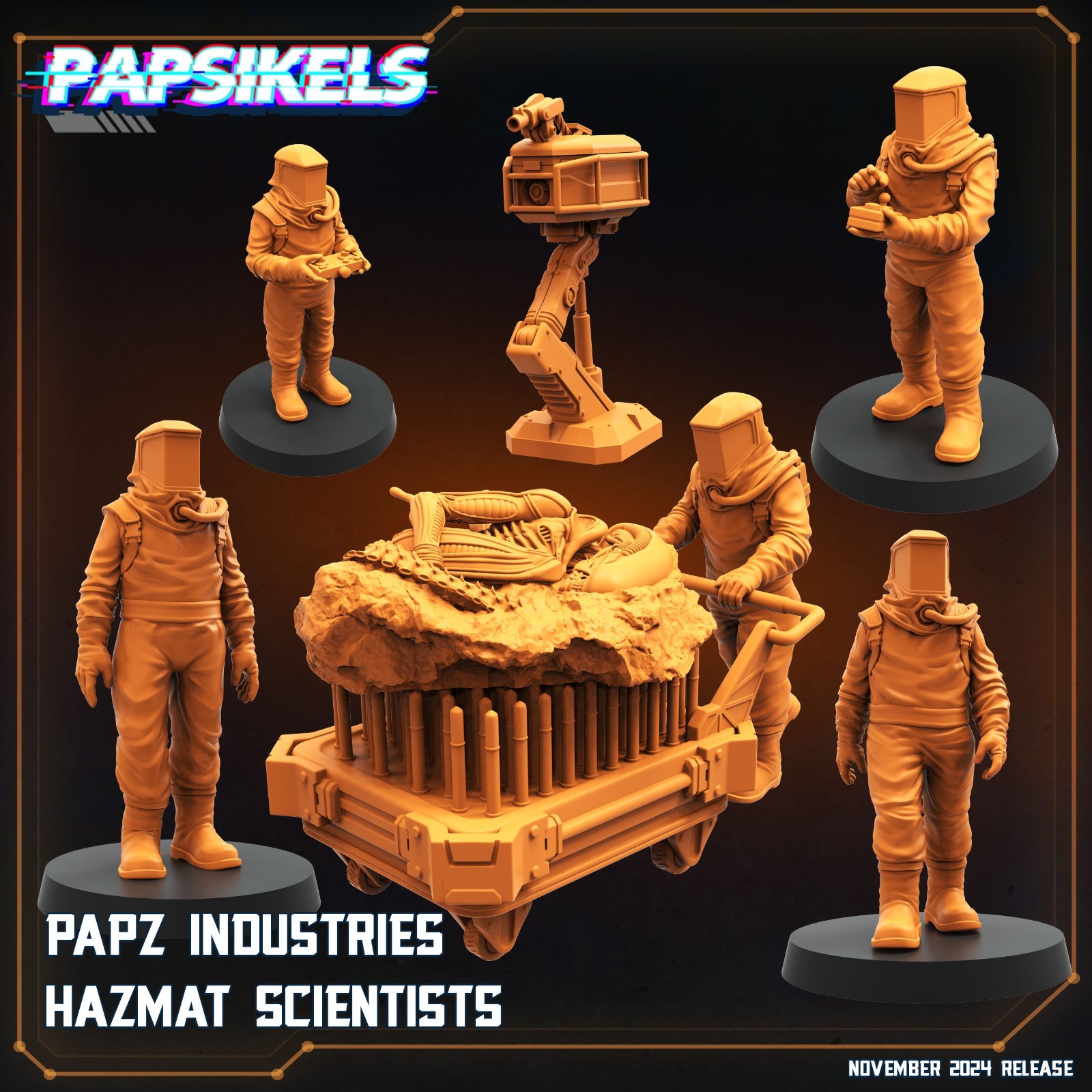 Papz Industries Hazmat Scientists Papsikels Miniature Aliens Sci-Fi