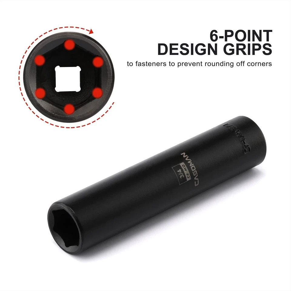 1/2inch Drive Extra Deep Socket 3/4" Crmo Sae 6point Extra Lo
