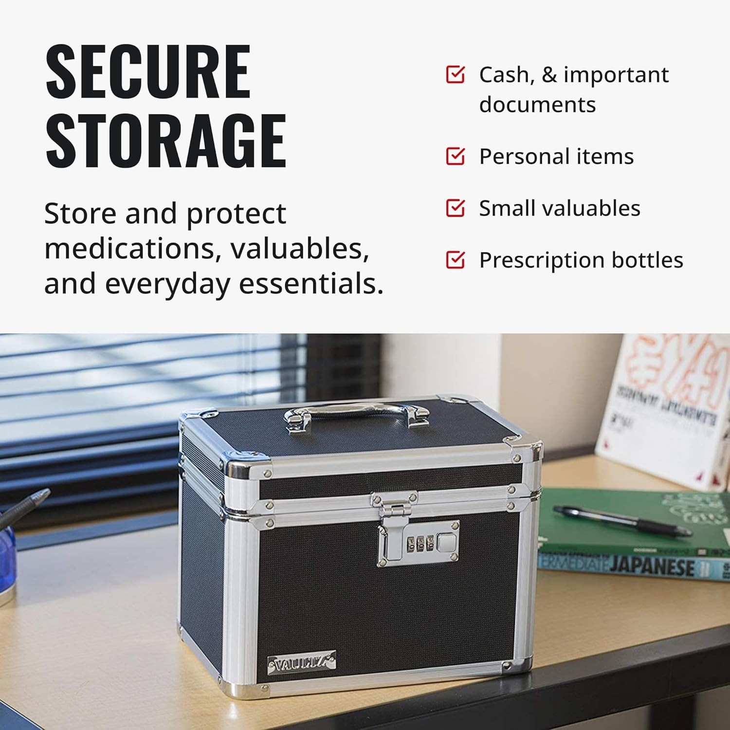 Secure 3-Digit Combination Lock Box - Protect Valuables & Documents - 9.88x7.75