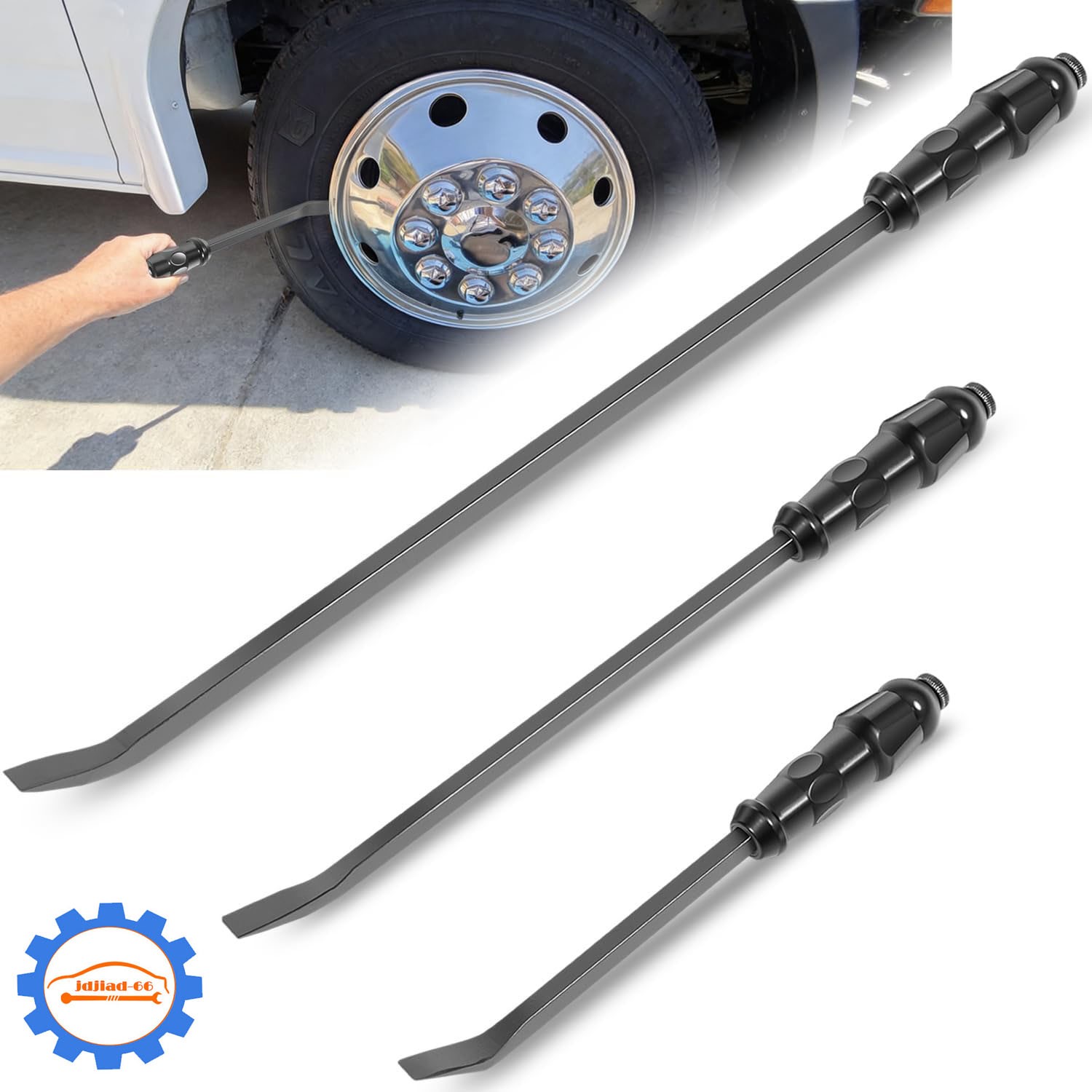 Angled End Handled Pry Bar with Striking Cap Set Steel, 3-Pcs (12, 17, 25 in.)