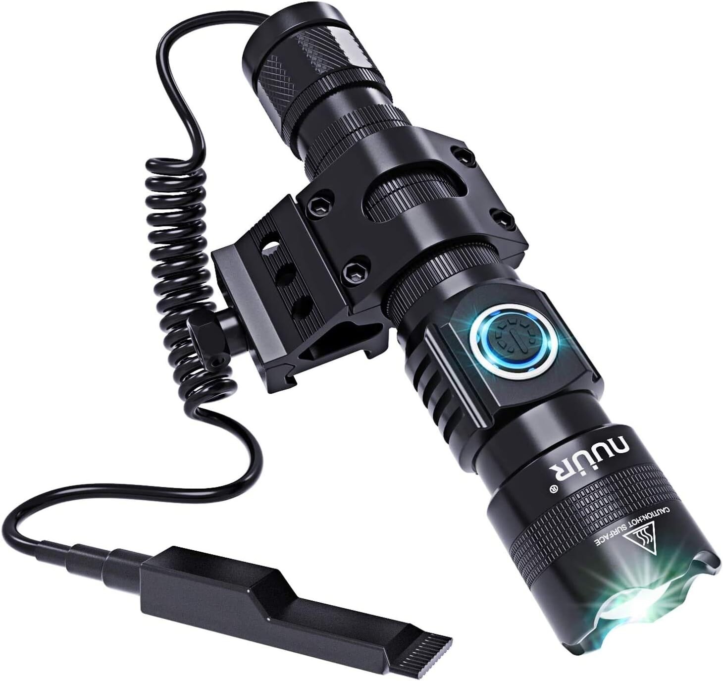 New -- NUÜR Tactical LED Torch Flashlight with Picatinny Rail Mount Waterproof