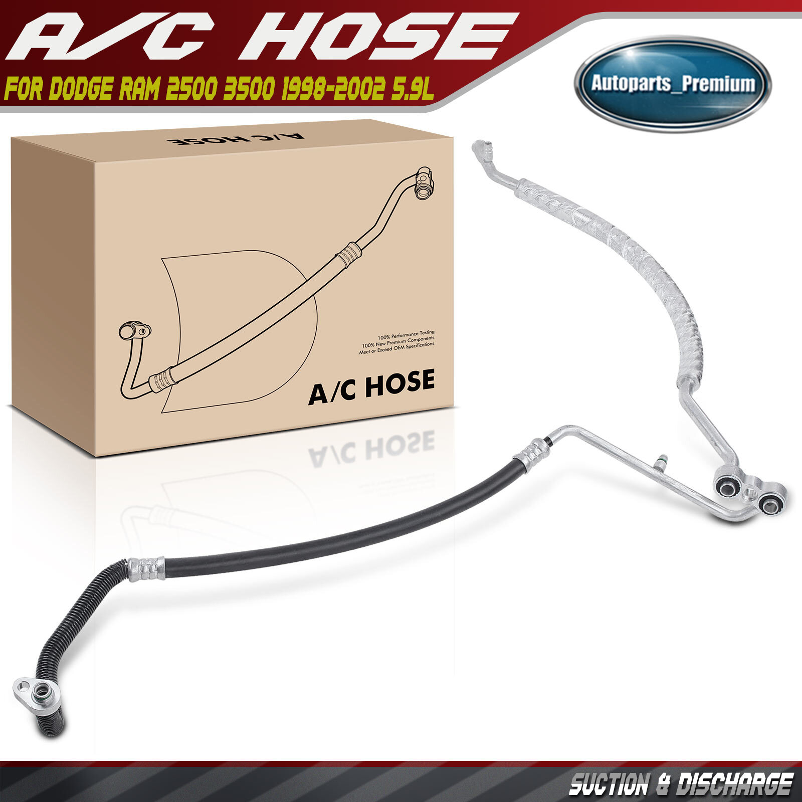 A/C Suction and Discharge Assembly for Dodge Ram 2500 3500 1998-2002 5.9L Diesel