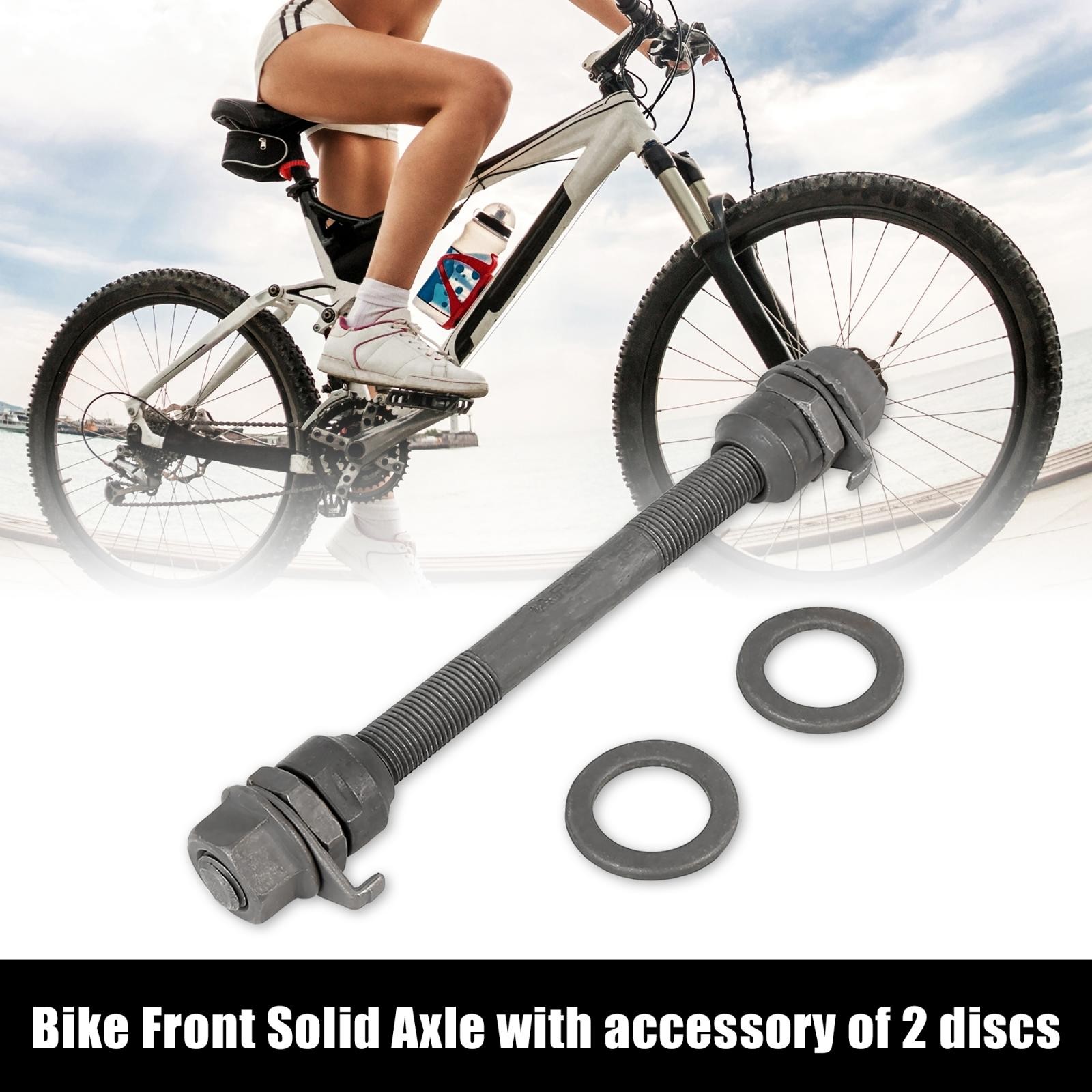 1 Pcs 140mm Bike Wheel Hub Axle Front Axle Solid Shaft Black for MTB Bicycle