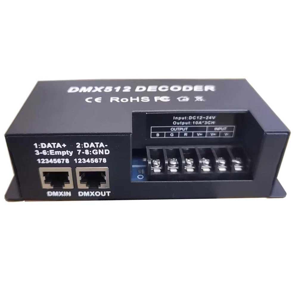 4CH DMX 512 Decoder Led Digital Controller RGBW RGB 4 Channel Dimmer DC 12V-24V