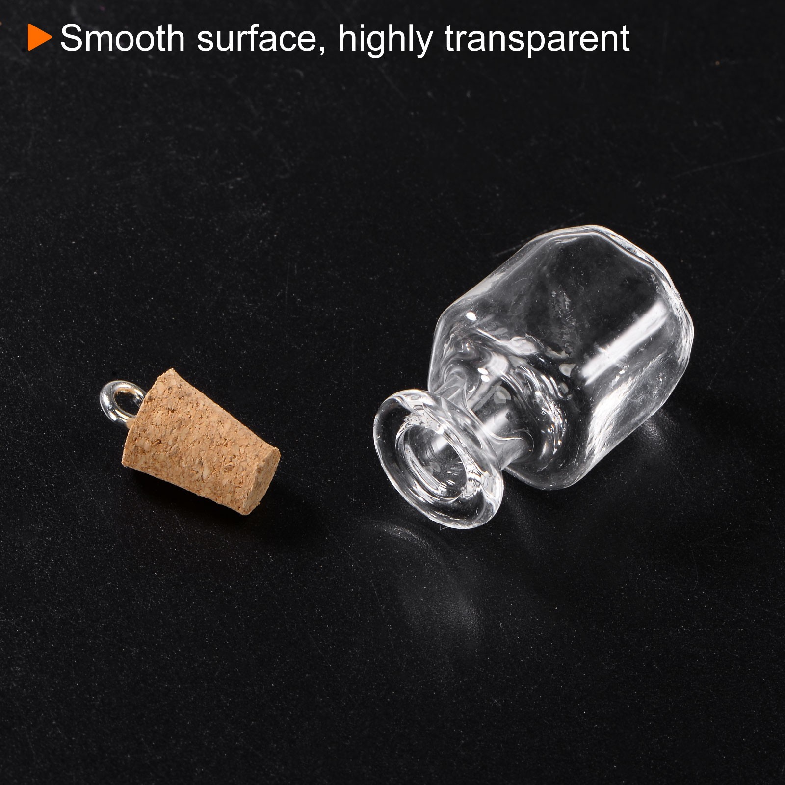 20pcs Mini Glass Bottles with Cork Square Shape with Ring