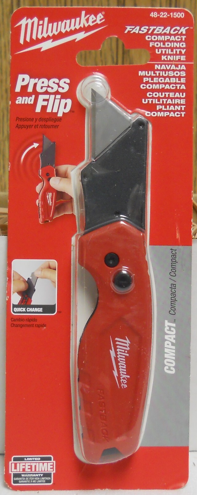 Milwaukee 48-22-1500 Fastback Press & Flip Compact Folding Utility Knife